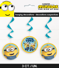 Minions Hanging Swirl Decorations 3ct